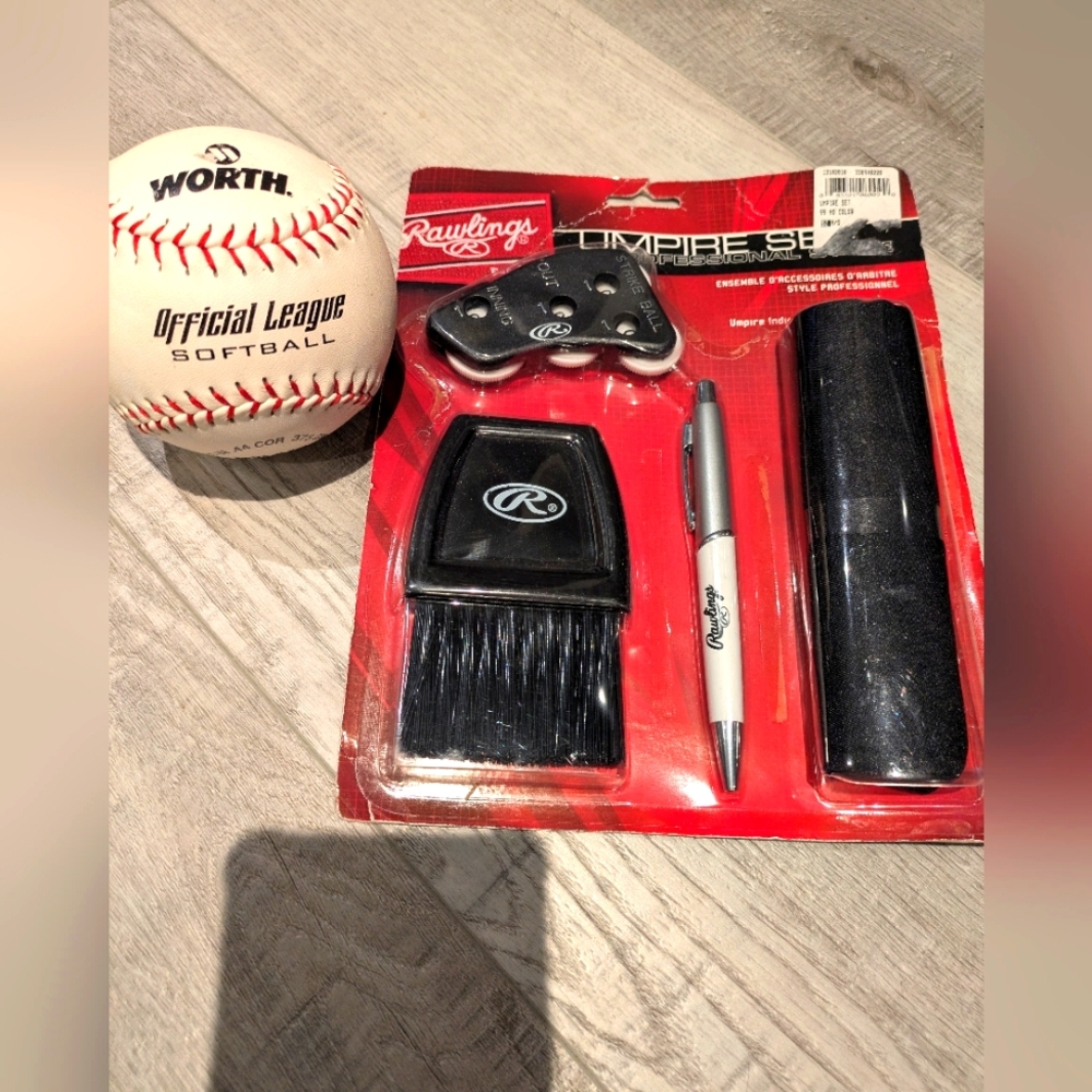 Rawlings Black Umpire Accessory Set and softball